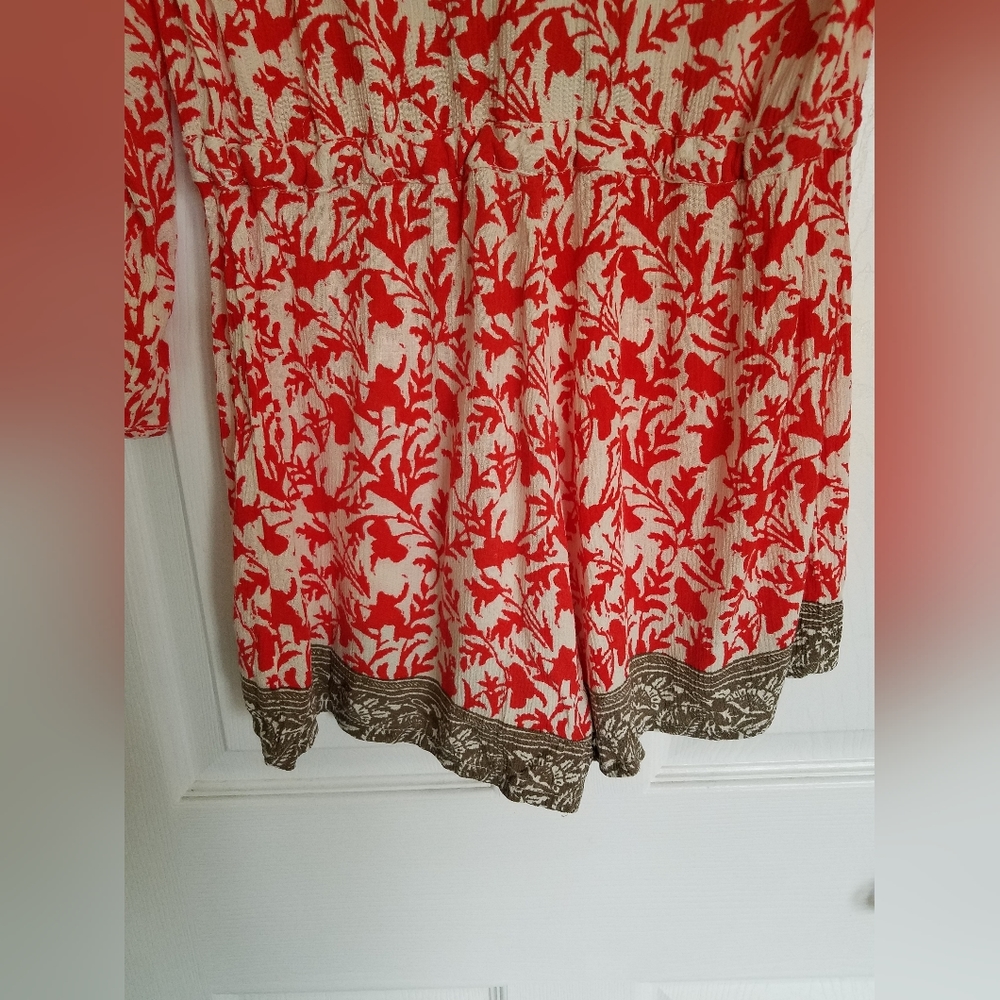 Free People Red Gray Floral Romper Size Small - Picture 9 of 14